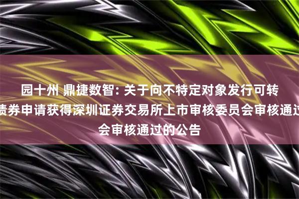 园十州 鼎捷数智: 关于向不特定对象发行可转换公司债券申请获得深圳证券交易所上市审核委员会审核通过的公告
