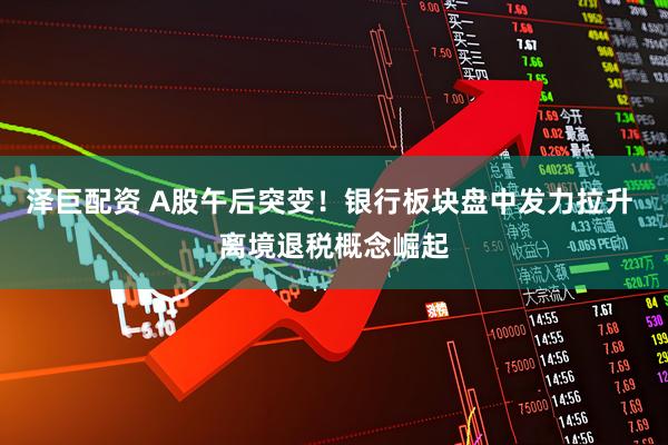 泽巨配资 A股午后突变！银行板块盘中发力拉升 离境退税概念崛起