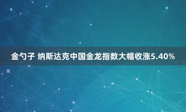 金勺子 纳斯达克中国金龙指数大幅收涨5.40%