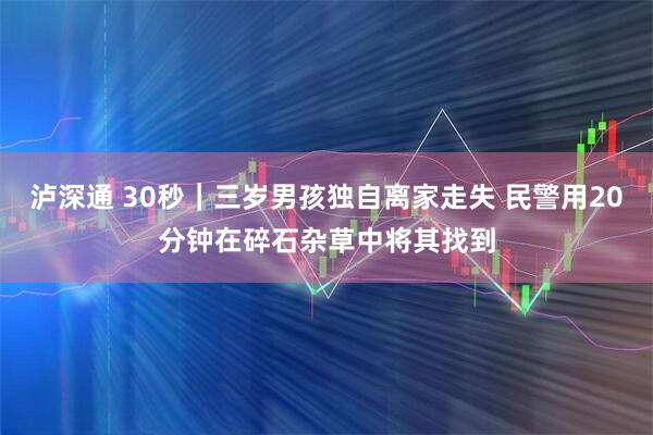 泸深通 30秒｜三岁男孩独自离家走失 民警用20分钟在碎石杂草中将其找到