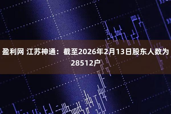 盈利网 江苏神通：截至2026年2月13日股东人数为28512户
