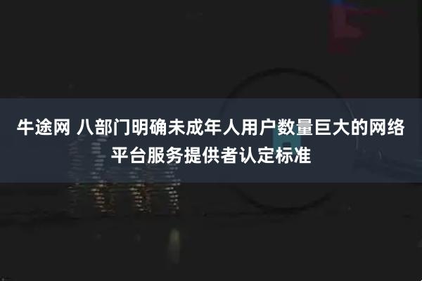 牛途网 八部门明确未成年人用户数量巨大的网络平台服务提供者认定标准
